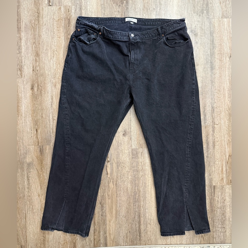Abercrombie & Fitch Black High-Rise Straight Jeans with Front Slits Long Inseam - Picture 3 of 12